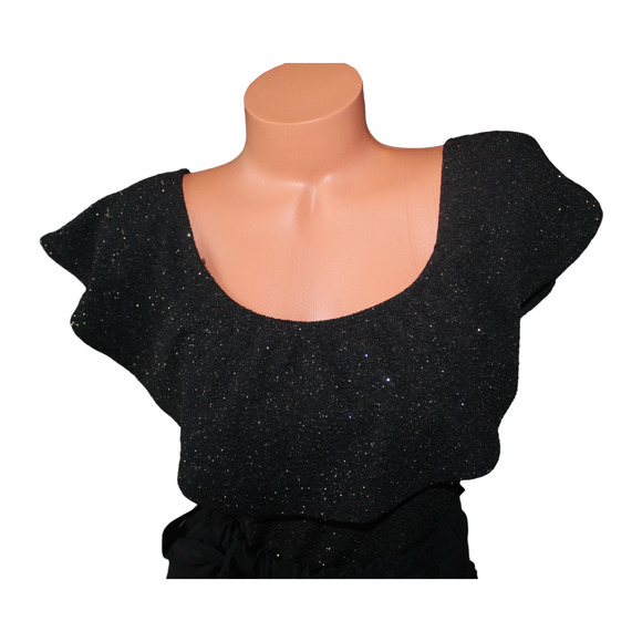 Charlotte Rouse Jumpsuit Size‎ Medium Woman's Holiday New Year's Black Sparkle - Picture 4 of 10